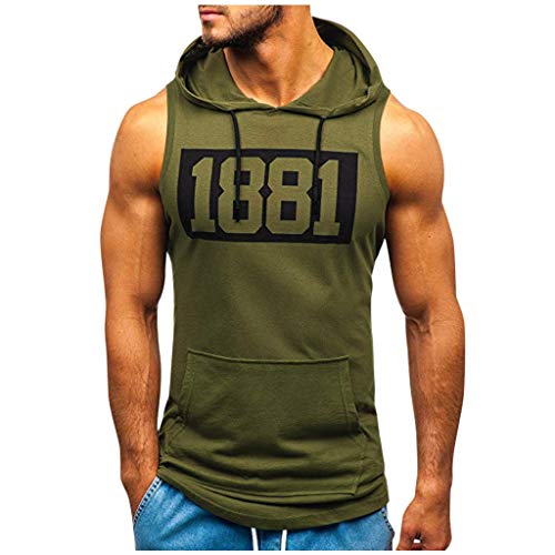 Sylar Camiseta sin Mangas para Hombre Verano Camisetas de Tirantes con Capucha impresión de Letras Camiseta Gym Hombre Deporte Fitness Chaleco Tops Pullover S