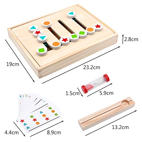 Symiu Juguetes Montessori Tablero Juego de Madera Puzzles Infantiles con Tarjetas de Patrón y Disco de Color Juguete De Rompecabezas Madera para Niños 3 4 5 Años