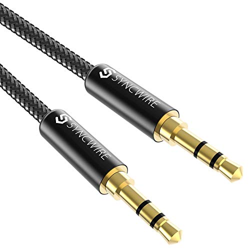 Syncwire Cable auxiliar trenzado de nailon de 3,5 mm (3,3 pies/ 1m, sonido de alta fidelidad) para Auriculares, Apple iPod, iPhone, iPad, Echo Dot, Audio de Coche, Smartphones, MP3