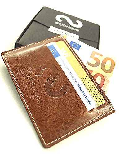 SYNERGO Tarjetero Billetera Minimalista de Hombre para Tarjetas de Credito con Bloqueo RFID Hecho a Mano en Ubrique (Cádiz - España)