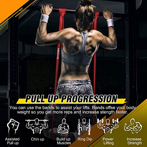 SYOSIN Banda de Resistencia, Pull Up Bands de látex Premium para Pilates, Entrenamiento, Fisioterapia, Estiramiento, Yoga, Gimnasio en casa para Hombres y Mujeres