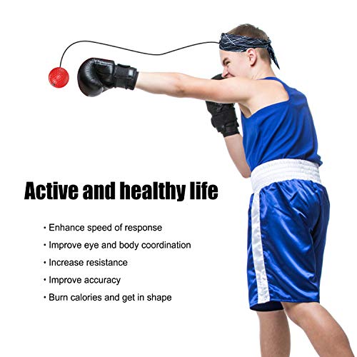 SYOSIN Boxing Reflex Ball, Pelota de Reflejos Boxeo con Diadema Ajustable, Entrenamiento de Velocidad de MMA Entrenamiento de Reacción Entrenamiento de Coordinación Mano-Ojo para Niños/Adultos