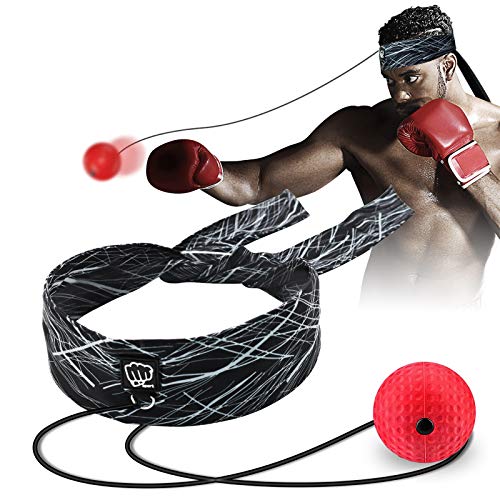 SYOSIN Boxing Reflex Ball, Pelota de Reflejos Boxeo con Diadema Ajustable, Entrenamiento de Velocidad de MMA Entrenamiento de Reacción Entrenamiento de Coordinación Mano-Ojo para Niños/Adultos
