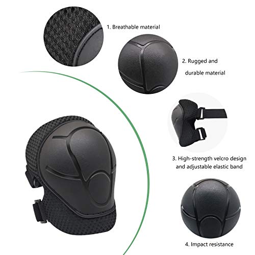 SYOSIN Conjuntos de Protecciones Infantil,Consta de Rodilleras Coderas,es Adecuado para Monopatín, Skate, Patines, Patinaje, Scooter, Bicicleta (Negro) SYOSIN Conjuntos de Protecciones Infantil,Consta de Rodilleras Coderas,es Adecuado para Monopatín, Skate, Patines, Patinaje, Scooter, Bicicleta (Negro)