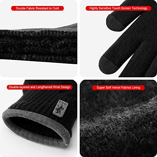 SYOSIN Guantes de Invierno, Guantes Tejidos Cálidos con Pantalla Táctil para Ciclismo Bicicleta Moto Cámping Excursionismo Corriendo Conducción Trabajando para Hombre y Mujer