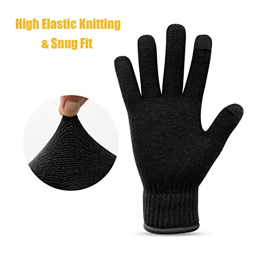 SYOSIN Guantes de Invierno, Guantes Tejidos Cálidos con Pantalla Táctil para Ciclismo Bicicleta Moto Cámping Excursionismo Corriendo Conducción Trabajando para Hombre y Mujer