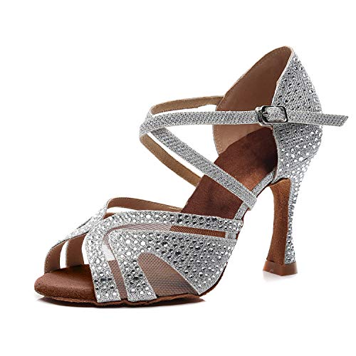 Syrads Zapatos de Baile Latino para Mujer Salsa Tango Bachata Vals con Pedrería Zapatos de Baile de Salón Suela Blanda 1050 Syrads Zapatos de Baile Latino para Mujer Salsa Tango Bachata Vals con Pedrería Zapatos de Baile de Salón Suela Blanda 1050