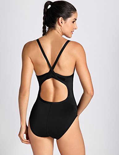 SYROKAN - Bañador Deportivo Traje de Baño Atlético de Una Pieza para Mujer Negro 36 Inch SYROKAN - Bañador Deportivo Traje de Baño Atlético de Una Pieza para Mujer Negro 36 Inch