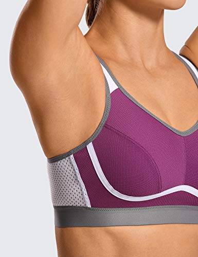 SYROKAN - Sujetador Deportivo Máximo Soporte Sin Relleno para Mujer Morado ES:100C (EU 85C) SYROKAN - Sujetador Deportivo Máximo Soporte Sin Relleno para Mujer Morado ES:100C (EU 85C)