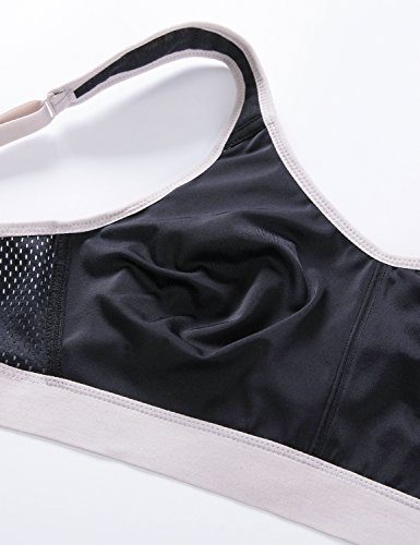 SYROKAN - Sujetador Deportivo Máximo Soporte Sin Relleno para Mujer Negro/Gris ES:100C (EU 85C) SYROKAN - Sujetador Deportivo Máximo Soporte Sin Relleno para Mujer Negro/Gris ES:100C (EU 85C)
