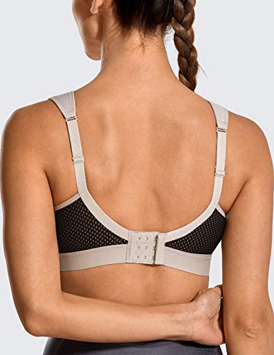 SYROKAN - Sujetador Deportivo Máximo Soporte Sin Relleno para Mujer Negro/Gris ES:100C (EU 85C) SYROKAN - Sujetador Deportivo Máximo Soporte Sin Relleno para Mujer Negro/Gris ES:100C (EU 85C)