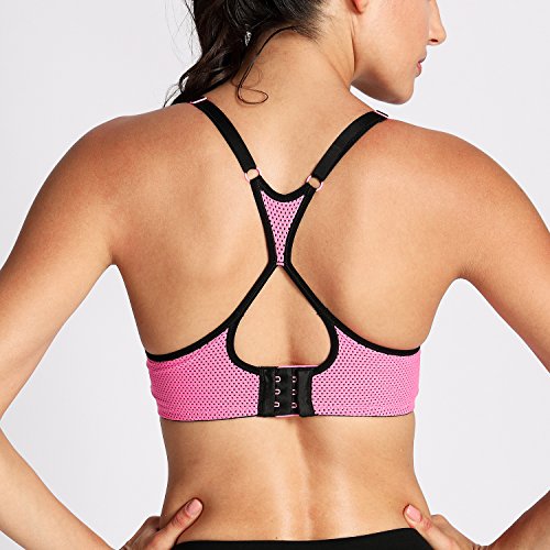 SYROKAN - Sujetador Deportivo Push Up con Espalda De Nadador para Mujer Hot Pink 85A