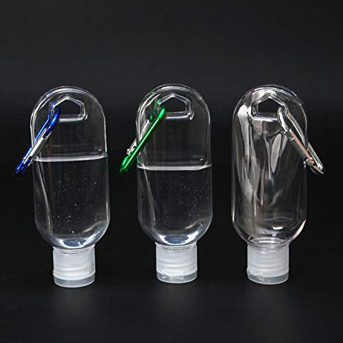 SYSI 50ML Botella Recargable vacía con Llavero, 10 Piezas Mini Botellas Transparentes portátiles para Viajes, Botellas Cosméticas de Perfume de Plástico Contenedores (10pcs)