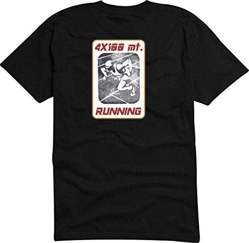 T-Shirt - Camiseta D832 Hombre negro con la impresión en color L - diseño Tribal cómico / logo gráfico / deportismo invierno atletismo sprint obstáculos