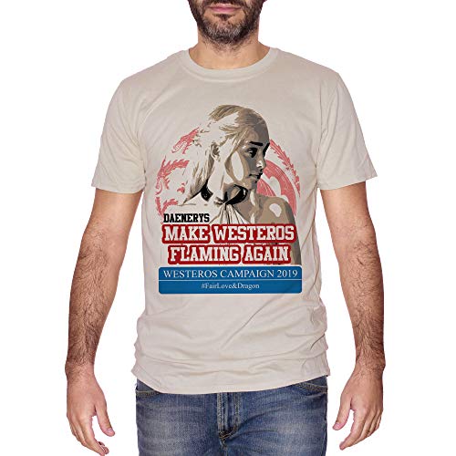 T-Shirt Daenerys Targaryen Khaleesi Dragon Dracarys Westeros Campaign 2019 Game of Thrones - Film Choose ur Color - Hombre-XXL-arenoso