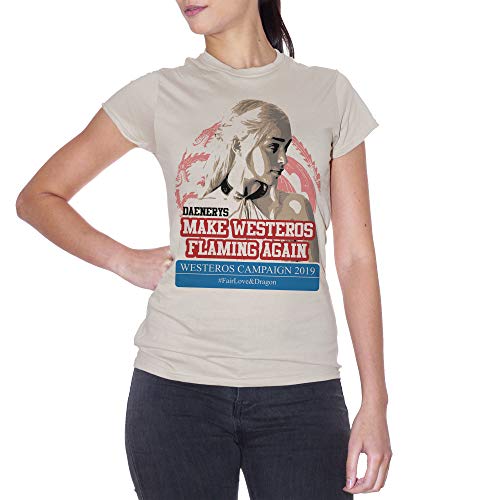 T-Shirt Daenerys Targaryen Khaleesi Dragon Dracarys Westeros Campaign 2019 Game of Thrones - Film Choose ur Color - Mujer-XL-arenoso T-Shirt Daenerys Targaryen Khaleesi Dragon Dracarys Westeros Campaign 2019 Game of Thrones - Film Choose ur Color - Mujer-XL-arenoso