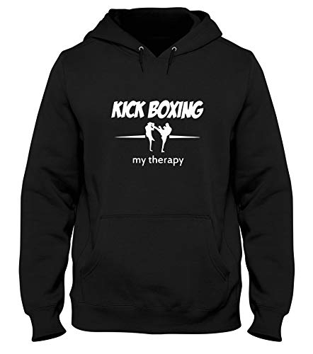 T-Shirtshock Sudadera con Capucha Hombre Negro TAM0090 Kick Boxing MY Therapy