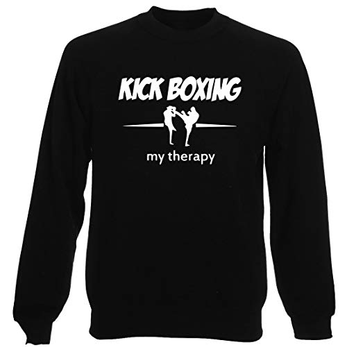 T-Shirtshock Sudadera por Hombre Negro TAM0090 Kick Boxing MY Therapy