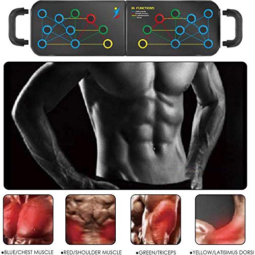 Tabla de empuje de actualización 16 en 1, soporte empuje plegable para entrenamientos de cuerpo completo, herramientas de equipo de ejercicio físico para hombres y mujeres para culturismo (Potenciar)