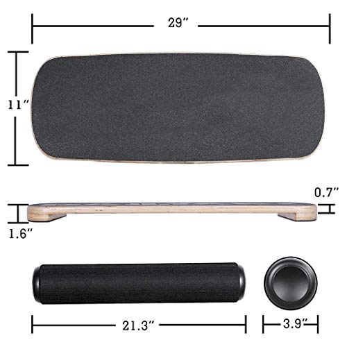 Tabla de Equilibrio Balance Board gris, madera Ejercicio Balance Board con rodillo, equipo de entrenamiento for equilibrar la estabilidad y salud física, Balance Board Núcleo de surf, esquí, snowboard