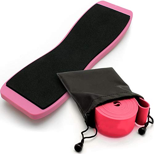 Tabla de Equilibrio, Ballet Equipo Kit, Tablero Giratorio de Ballet Turning Board Bailarines Ballet Spin Board & Banda Elástica de Estiramiento para Mejorar la pirueta, giros y Equilibrio,Rosado