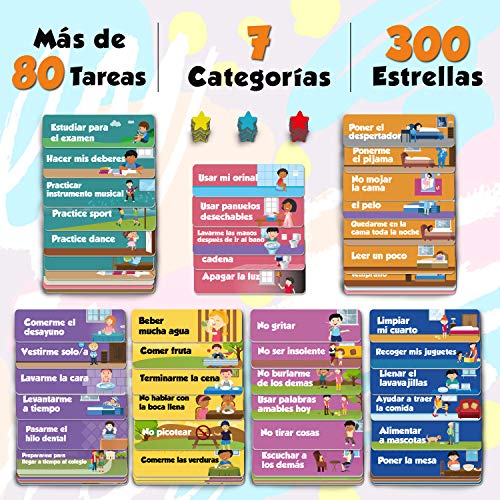 Tabla de Recompensas para Niños - Pizarra Magnética de Estrellas Inspira el Buen Comportamiento - para Pared o Frigorífico. Incluye 80+ Tareas y 300 Estrellas – Versión Actualizada, en Español Tabla de Recompensas para Niños - Pizarra Magnética de Estrellas Inspira el Buen Comportamiento - para Pared o Frigorífico. Incluye 80+ Tareas y 300 Estrellas – Versión Actualizada, en Español