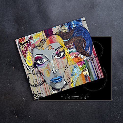 Tabla protectora de encimera, de cerámica, 60 x 52 cm, de gran tama?o, de cristal templado, para cortar, se puede colocar en la pared para evitar salpicaduras, protector de vitrocerámica Tabla protectora de encimera, de cerámica, 60 x 52 cm, de gran tama?o, de cristal templado, para cortar, se puede colocar en la pared para evitar salpicaduras, protector de vitrocerámica