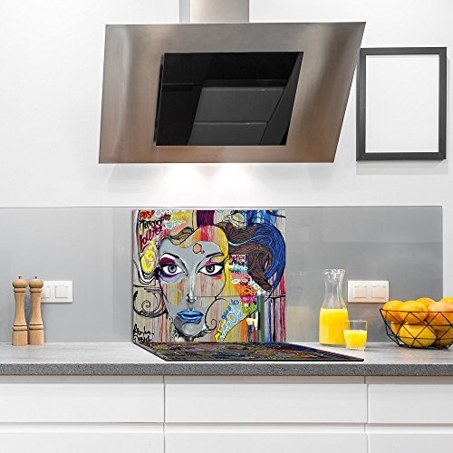 Tabla protectora de encimera, de cerámica, 60 x 52 cm, de gran tama?o, de cristal templado, para cortar, se puede colocar en la pared para evitar salpicaduras, protector de vitrocerámica Tabla protectora de encimera, de cerámica, 60 x 52 cm, de gran tama?o, de cristal templado, para cortar, se puede colocar en la pared para evitar salpicaduras, protector de vitrocerámica