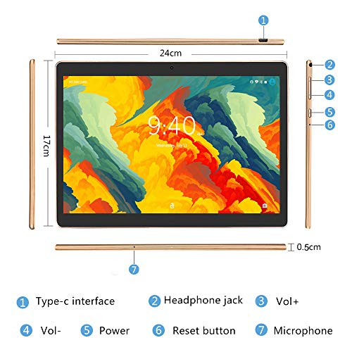 Tablet 10 Pulgadas 4G LTE WIFI BEISTA,Android 9.0 tableta,4GB RAM 64GB ROM,Quad-core,Full HD display,GPS,Bluetooth,OTG(Negro)