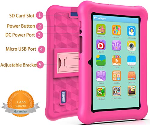 Tablet Niños con WiFi 7 Pulgadas 2GB RAM+32GB ROM Tableta Infantil Android 6.0 Juegos Educativos y Kid-Proof Funda.