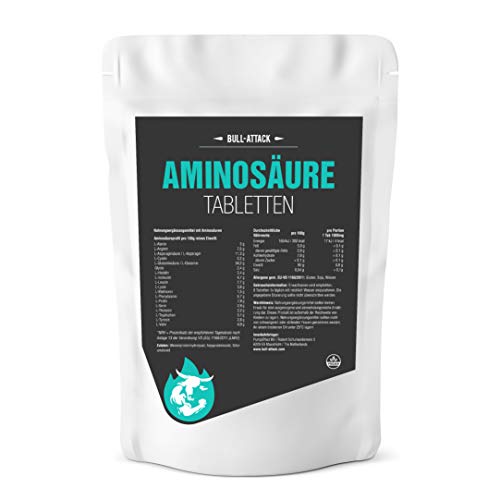 TABLETAS DE AMINOÁCIDOS - 250 tabletas vegetarianas de alta dosis de aminoácidos complejos á 1000mg - Todos los 18 aminoácidos para el suministro óptimo de los músculos también en la dieta (250)