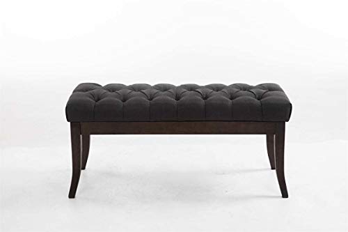 Taburete Pie De Cama Ramses En Tela | Banqueta Altura De Asiento: 46 cm | Banco De Entrada con Base En Madera Oscura Antigua I Color:, Color:Gris Oscuro, Tamaño:100 cm