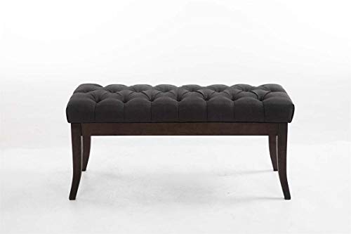 Taburete Pie De Cama Ramses En Tela | Banqueta Altura De Asiento: 46 cm | Banco De Entrada con Base En Madera Oscura Antigua I Color:, Color:Gris Oscuro, Tamaño:100 cm