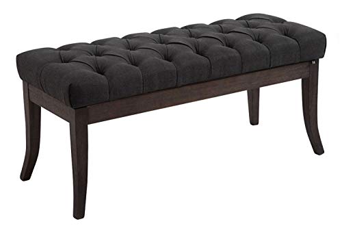 Taburete Pie De Cama Ramses En Tela | Banqueta Altura De Asiento: 46 cm | Banco De Entrada con Base En Madera Oscura Antigua I Color:, Color:Gris Oscuro, Tamaño:100 cm