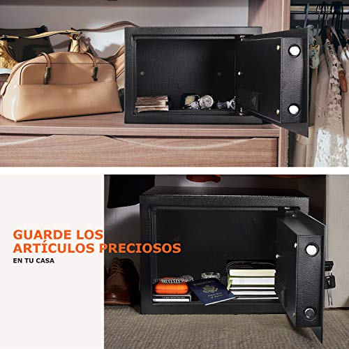 TACKLIFE - 14L Caja Fuerte ( 35 x 25 x 25 cm), con Cerradura Electrónica y Llave de Emergencia, Montable en la pared, Súper Seguridad, Puede Almacenar Documentos Importantes, Joyas, Efectivo-HES25A TACKLIFE - 14L Caja Fuerte ( 35 x 25 x 25 cm), con Cerradura Electrónica y Llave de Emergencia, Montable en la pared, Súper Seguridad, Puede Almacenar Documentos Importantes, Joyas, Efectivo-HES25A