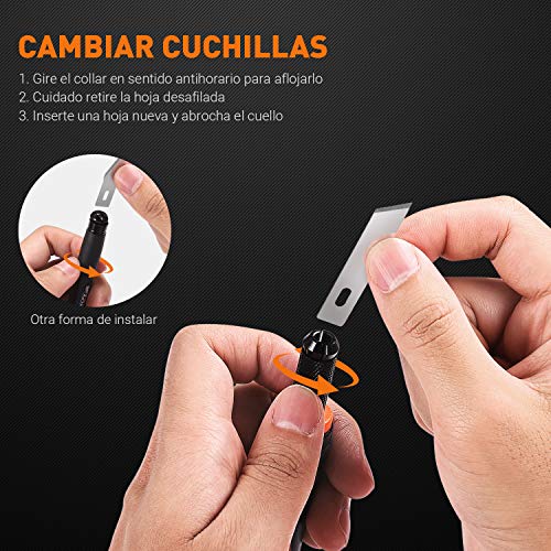TACKLIFE - 22 Pcs Cuchillos Artesanales para Manualidades, Cúter Carving Craft, 4 Hojas de Mango, 18 Hojas, Adecuado para Papel, Madera de Balsa, Plástico, Tela, Tablero de Espuma etc - CKH01 TACKLIFE - 22 Pcs Cuchillos Artesanales para Manualidades, Cúter Carving Craft, 4 Hojas de Mango, 18 Hojas, Adecuado para Papel, Madera de Balsa, Plástico, Tela, Tablero de Espuma etc - CKH01