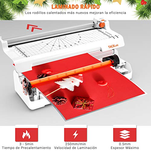 TACKLIFE 5 EN 1 Plastificadora, A4 A5 A6 A7 Laminador en Caliente y Frío de 250mm/min, ABS Botón para Atasco de Papel, con Redondeador de Esquina, 20 Bolsas y 10 Películas Fotográficas - MTL02 TACKLIFE 5 EN 1 Plastificadora, A4 A5 A6 A7 Laminador en Caliente y Frío de 250mm/min, ABS Botón para Atasco de Papel, con Redondeador de Esquina, 20 Bolsas y 10 Películas Fotográficas - MTL02