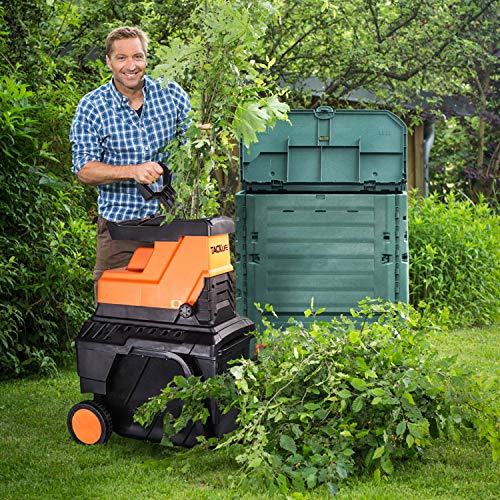 TACKLIFE Biotrituradora de Jardín, Potencia 2800 W, Capacidad de Corte Máxima de 45 mm, 55L Caja de Recolección, Motor Silencioso de Inducción, Versión Mejorada - PWS01A TACKLIFE Biotrituradora de Jardín, Potencia 2800 W, Capacidad de Corte Máxima de 45 mm, 55L Caja de Recolección, Motor Silencioso de Inducción, Versión Mejorada - PWS01A