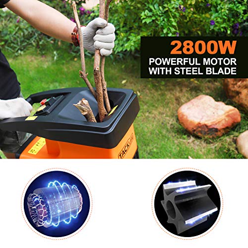 TACKLIFE Biotrituradora de Jardín, Potencia 2800 W, Capacidad de Corte Máxima de 45 mm, 55L Caja de Recolección, Motor Silencioso de Inducción, Versión Mejorada - PWS01A TACKLIFE Biotrituradora de Jardín, Potencia 2800 W, Capacidad de Corte Máxima de 45 mm, 55L Caja de Recolección, Motor Silencioso de Inducción, Versión Mejorada - PWS01A