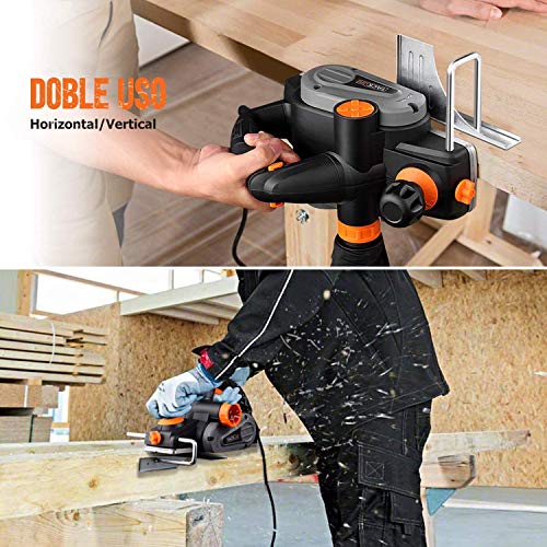 TACKLIFE Cepillo Eléctrico Madera 710W 16500RPM, Ancho de cepillado de 82 mm e Profundidad 2mm, Guía de Corte y Bolsa de Polvo, Cepilladora Eléctrica ideal para el bricolaje | EPN01A TACKLIFE Cepillo Eléctrico Madera 710W 16500RPM, Ancho de cepillado de 82 mm e Profundidad 2mm, Guía de Corte y Bolsa de Polvo, Cepilladora Eléctrica ideal para el bricolaje | EPN01A