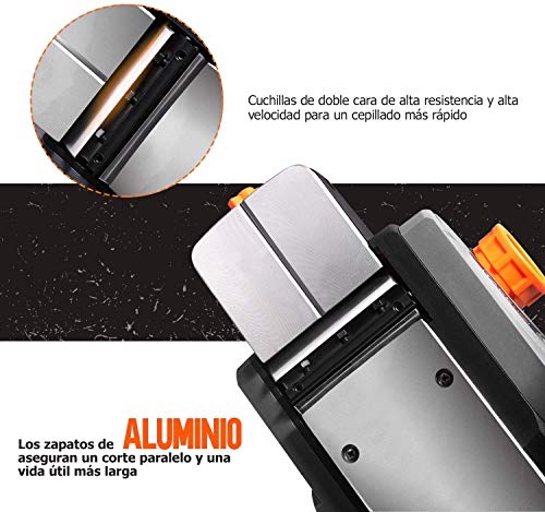 TACKLIFE Cepillo Eléctrico Madera 710W 16500RPM, Ancho de cepillado de 82 mm e Profundidad 2mm, Guía de Corte y Bolsa de Polvo, Cepilladora Eléctrica ideal para el bricolaje | EPN01A TACKLIFE Cepillo Eléctrico Madera 710W 16500RPM, Ancho de cepillado de 82 mm e Profundidad 2mm, Guía de Corte y Bolsa de Polvo, Cepilladora Eléctrica ideal para el bricolaje | EPN01A