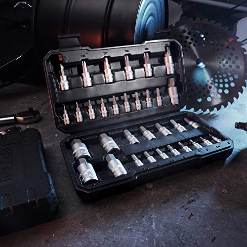TACKLIFE Juego de llave de vaso, Hexagonales Profesional, 33 Piezas(16pcs Torx, 17pcs Hexagonales), Aleado S2, Alta Precisión, Para Reparar Motocicletas, Coche, Muebles, Electrodomésticos - HBS1C TACKLIFE Juego de llave de vaso, Hexagonales Profesional, 33 Piezas(16pcs Torx, 17pcs Hexagonales), Aleado S2, Alta Precisión, Para Reparar Motocicletas, Coche, Muebles, Electrodomésticos - HBS1C