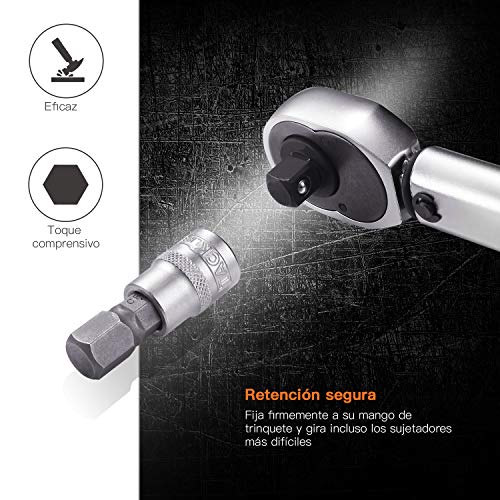 TACKLIFE Juego de llave de vaso, Hexagonales Profesional, 33 Piezas(16pcs Torx, 17pcs Hexagonales), Aleado S2, Alta Precisión, Para Reparar Motocicletas, Coche, Muebles, Electrodomésticos - HBS1C TACKLIFE Juego de llave de vaso, Hexagonales Profesional, 33 Piezas(16pcs Torx, 17pcs Hexagonales), Aleado S2, Alta Precisión, Para Reparar Motocicletas, Coche, Muebles, Electrodomésticos - HBS1C