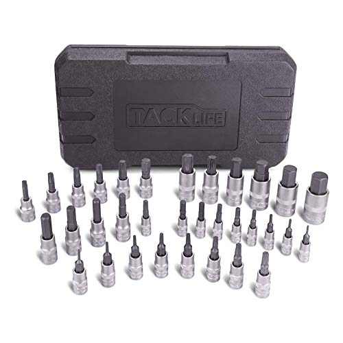TACKLIFE Juego de llave de vaso, Hexagonales Profesional, 33 Piezas(16pcs Torx, 17pcs Hexagonales), Aleado S2, Alta Precisión, Para Reparar Motocicletas, Coche, Muebles, Electrodomésticos - HBS1C TACKLIFE Juego de llave de vaso, Hexagonales Profesional, 33 Piezas(16pcs Torx, 17pcs Hexagonales), Aleado S2, Alta Precisión, Para Reparar Motocicletas, Coche, Muebles, Electrodomésticos - HBS1C