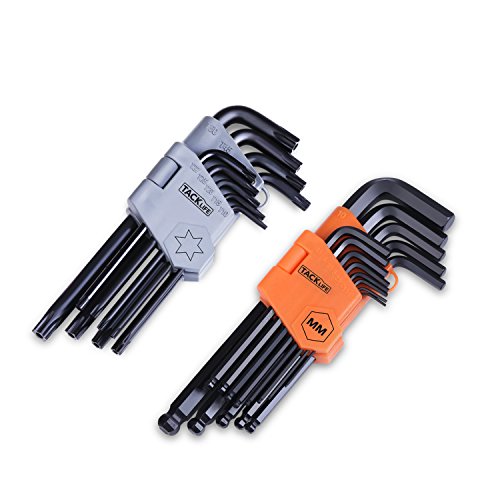 TACKLIFE Llaves Allen, 22 Piezas, 13 Llaves con Cabezal Esférico, 9 Llaves Hexagonal Torx, Métricas con Brazo Largo, Acero Cromo Vanadio, Antioxidante, para Automóviles, Muebles, Equipos, etc - HHW1B TACKLIFE Llaves Allen, 22 Piezas, 13 Llaves con Cabezal Esférico, 9 Llaves Hexagonal Torx, Métricas con Brazo Largo, Acero Cromo Vanadio, Antioxidante, para Automóviles, Muebles, Equipos, etc - HHW1B