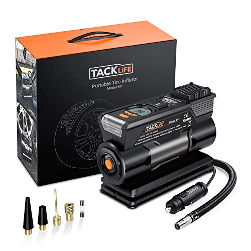 TACKLIFE M1 Compresor Aire Coche, 40L / Min Inflador Digital, 12V 150PSI Poco Ruido Compresor de Aire, Bomba Electrico con Manómetro, Pantalla LCD