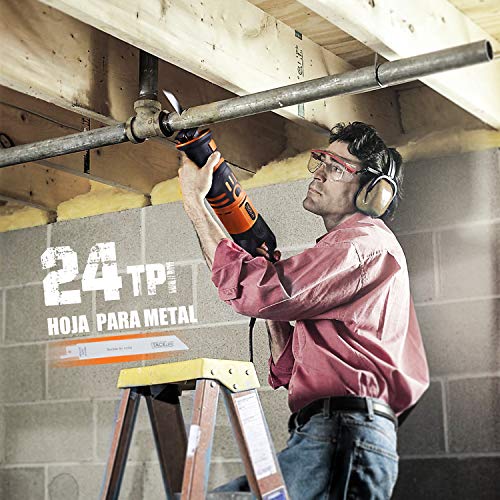 TACKLIFE Sierra Sable 1050W, ±180° Manija Giratoria, Velocidad Variable a 800-2700SPM, Avanzado Sierra Sable con 6 Cuchillas para Madera y Metal, Luces LED, Carrera de Corte de 28 mm - RPRS03A TACKLIFE Sierra Sable 1050W, ±180° Manija Giratoria, Velocidad Variable a 800-2700SPM, Avanzado Sierra Sable con 6 Cuchillas para Madera y Metal, Luces LED, Carrera de Corte de 28 mm - RPRS03A