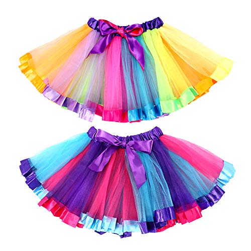 Tacobear 2piezas Falda Tutu para Niñas Dancewear Arco Iris Falda de Tul Danza Falda Girls Rainbow Layered Tutu Skirt Tacobear 2piezas Falda Tutu para Niñas Dancewear Arco Iris Falda de Tul Danza Falda Girls Rainbow Layered Tutu Skirt