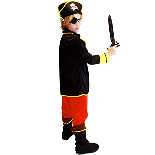 Tacobear Disfraz Pirata Niño con Pirata Accesorios Pirata Sombrero Parche Daga brújula Monedero Pendiente Pirata Disfraz de Halloween Niños (M 4-6 años)