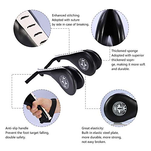 Taekwondo - 1 par de almohadillas de doble patada para entrenamiento de karate, kickboxing, TKD, práctica de patadas, patadas y patadas, doble cara, para artes marciales, equipo de deporte, pala Taekwondo - 1 par de almohadillas de doble patada para entrenamiento de karate, kickboxing, TKD, práctica de patadas, patadas y patadas, doble cara, para artes marciales, equipo de deporte, pala
